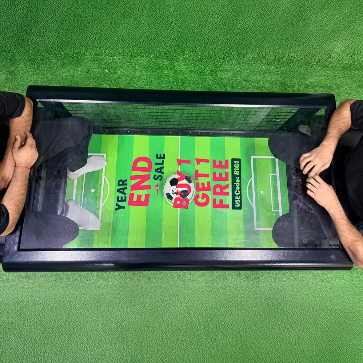 Interactive Football Table for event rentals in Dubai, featuring digital scoring and sleek design for corporate parties, fan zones, and arcade game entertainment.